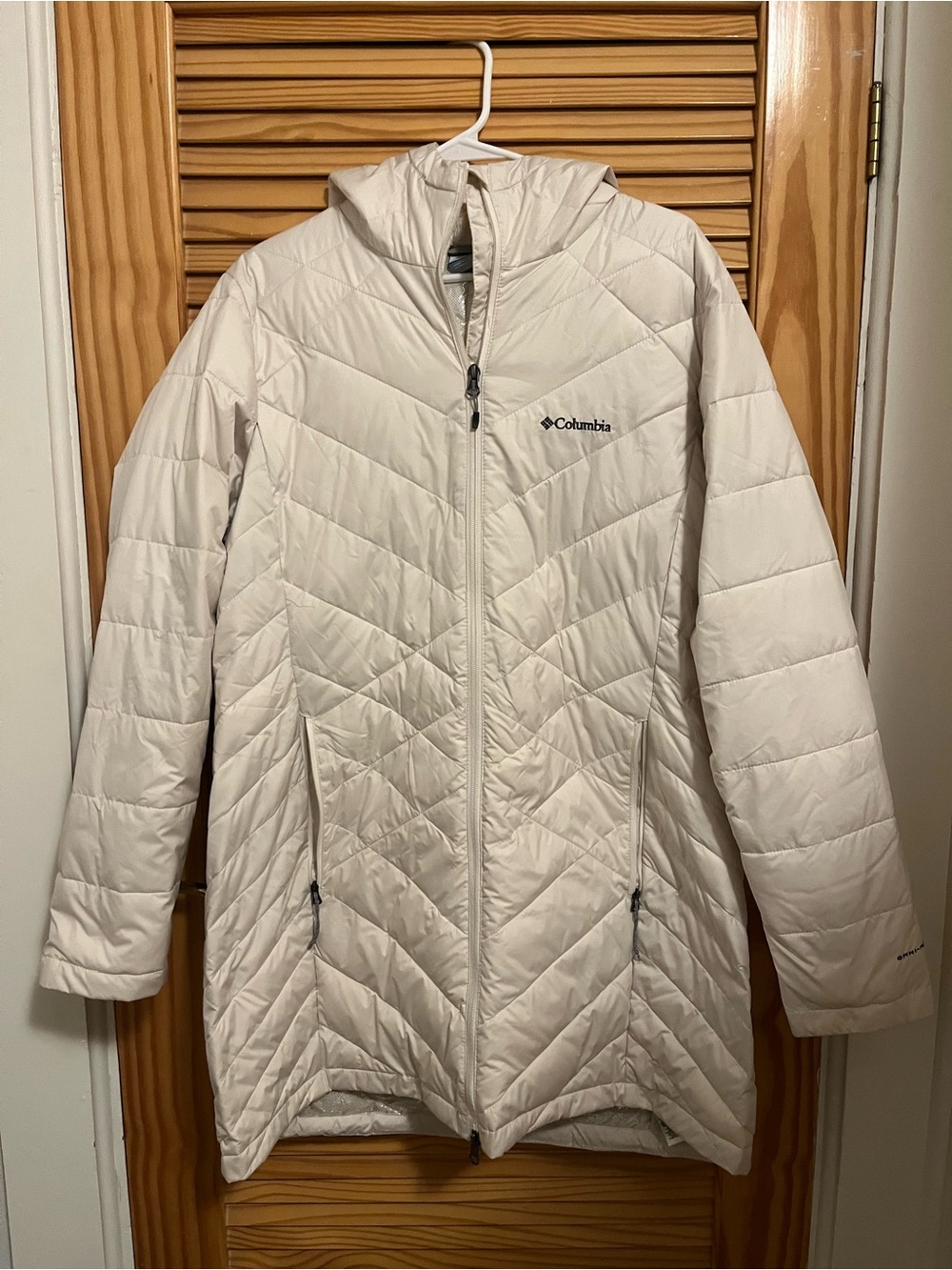 Columbia Women's Cream Hooded Lightweight Puffer Coat XL